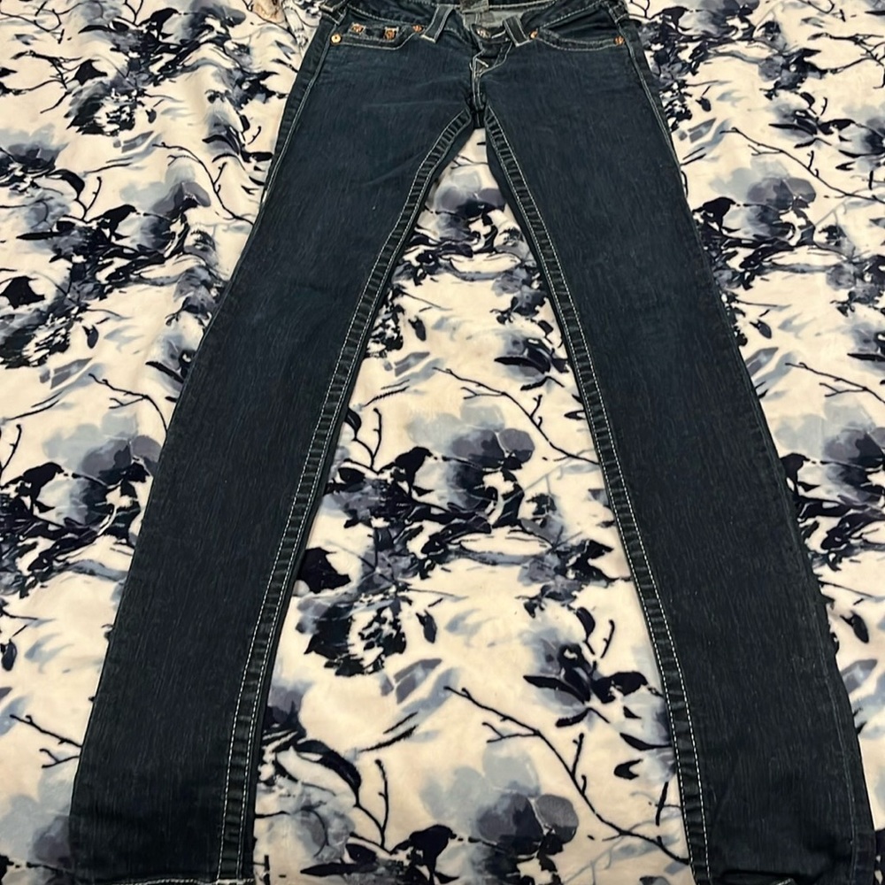Size 24, blue, true religion jeans worn once in new condition